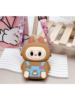 Labubu Kedi Kulaklı Silikon Çanta Cüzdan Kadın Genç Kız Çocuk Bebek 15X9 cm Hediyelik Ayarlı Askı
