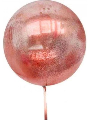 EkoAlışverişDünyam Kırmızı Simli Yuvarlak Şeffaf Balon 24 Inç