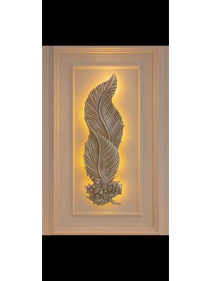 Aszen Buketli Yaprak Aplik Gümüş Renk Pilli Ebat (62×20) cm