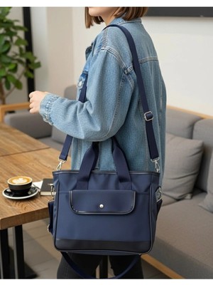 Kadın Lacivert Urban Laptop & Omuz Çantası – Çok Bölmeli, Suya Dayanıklı