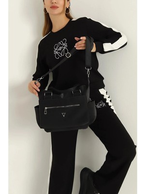 Kadın Siyah Bölmeli Günlük Seyahat El ve Omuz Çantası