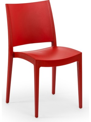 Tilia Specto Polipropilen Sandalye Kırmızı - Bahçe, Balkon, Dış Mekan, Kafe, Restoran İçin