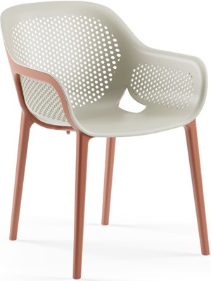 Tilia Atra Polipropilen Kollu Sandalye Terrakota Bej - Bahçe, Balkon, Dış Mekan, Kafe, Restoran, Teras İçin