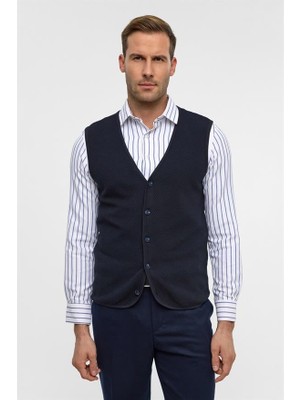 Süvari Lacivert Regular V Yaka Triko Yelek