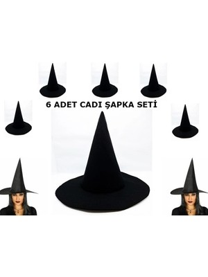 Herşeytrend Siyah Cadı Şapkası Keçe Yetişkin Boy 6 Adet