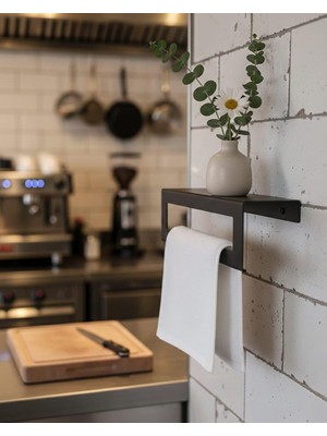 Dersel Dekor Modern Düzenleyici Antrasit Gri Mat Siyah Mat Beyaz Duvar Kapalı Raflı Havluluk Metal Banyo Rafı Havluluk Mutfak Metal