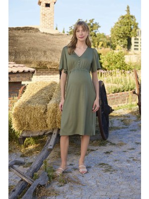 Hsc Bilişim Dantelli Önü Düğmeli Hamile Lohusa Gecelik