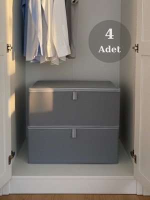 Venita Home 4 Adet Fermuarlı Kutu Formunda Çok Amaçlı Hurç, Dolap Içi Düzenleyici, Baza Hurç 50X40X19