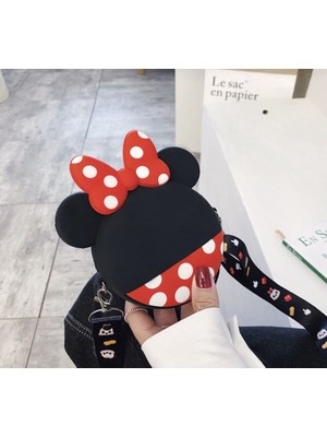 Minnie Mouse Mickey Omuz Askılı Çocuk Silikon Kız Çanta Cüzdan Ayarlanabilir Askı Çıkabilir 13X8CM