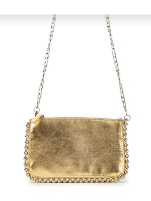  kadın eskitme görünümlü zincir askılı boncuk detaylı 3 bölmeli suni deri abiye-günlük clutch çanta