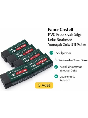 Bezos Faber Castell No:30 Pvc Free Siyah Silgi 5 Adet Leke Bırakmaz Yumuşak Doku