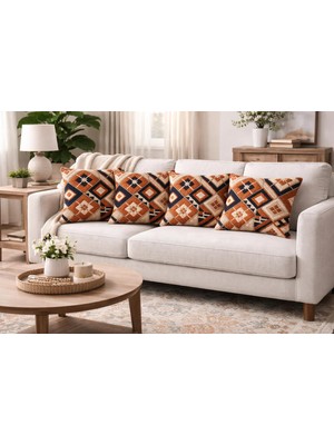 Ber-Tun Tekstil Çift  Taraflı Kırlent Kılıfı 4'lü Takım