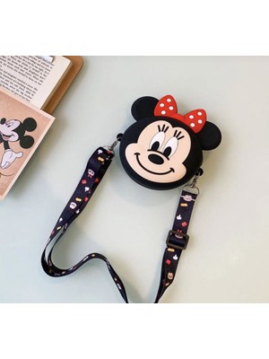 Minnie Mouse Mickey Yan Askılı Çocuk Silikon Kız Çanta Cüzdan Ayarlanabilir Askıçıkabilir 13X8CM