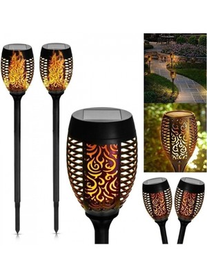 MiraLive 6 Adet Bahçe Lambası Alev Efektli Solar LED Güneş Enerjili Aydınlatma 50 cm