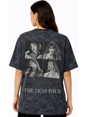 Sevbano Taylor Swift Şarkıcı Sırt Baskılı Unisex Oversize Eskitme Yıkamalı Tişört