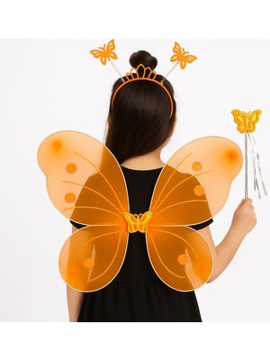My Best Store Turuncu Kelebek Kız Seti – 50 cm Kelebek Kanadı, Taç ve Asa (4887) MYBESTSTORE-482957