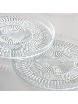 6’lı Cam Tatlı Tabağı – 16 cm Dik Kenarlı, Şeffaf Servis Tabağı