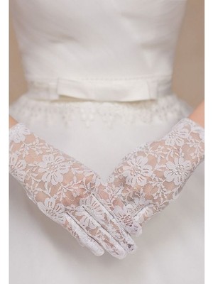 My Best Store Beyaz Renk Kısa Dantelli Eldiven (4887) MYBESTSTORE-482957