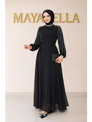 Maya Bella Kolları Işlemeli Tesettür Abiye