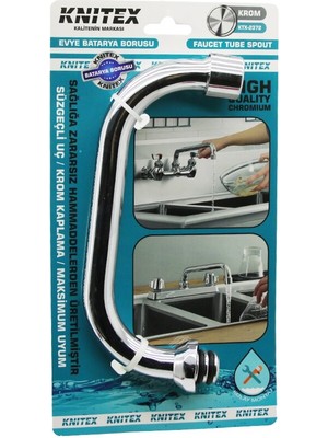 My Best Store Evye - Küçük - Ters U  Batarya Borusu  Süzgeçli Uç   Krom Kaplama (4887) MYBESTSTORE-482957