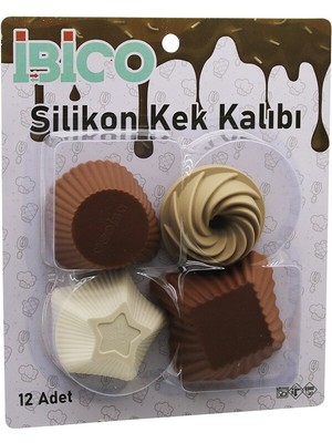 My Best Store 12PCS   Renkli Silikon  Muffin - Kek Kalıp Mix Şekil= 3-Dikdörtgen - 3-Yuvarlak - 3-Rüzgar