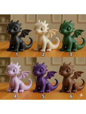 Talaşoğlu 3D Tasarım Dekoratif Bebek Ejderha Figürü - Dayanıklı Petg Malzeme - 6 Renk Seçeneği