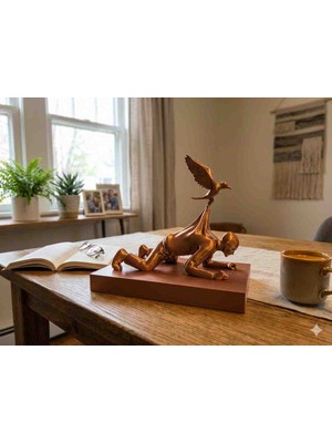 3D VAN TASARIM Bedenin Kanatlanıp Yeniden Özgürleşmesi Temalı Figür Biblo