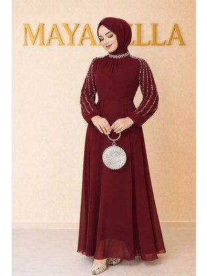 Maya Bella Kolları Işlemeli Tesettür Abiye