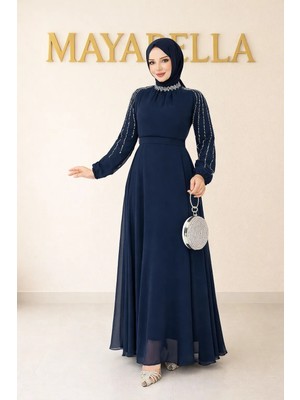 Maya Bella Kolları Işlemeli Tesettür Abiye