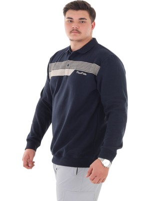 Maruf Shop Erkek Battal Beden 158 Kiloya Kadar Uygun Bedenli Geniş Kalıp Baskılı Polo Yaka Selanik Sweat
