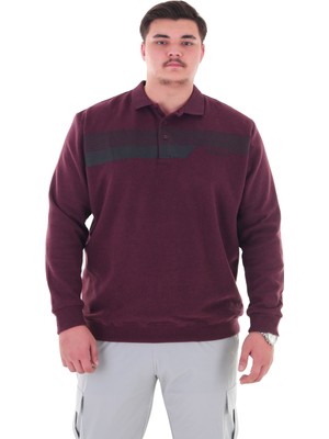Maruf Shop Erkek Battal Beden 158 Kiloya Kadar Uygun Bedenli Geniş Kalıp Baskılı Polo Yaka Selanik Sweat
