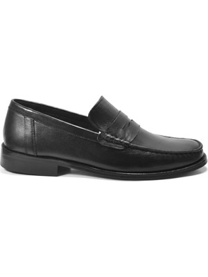 Onlo Ayakkabı Lk-1 Hakiki Deri Siyah Mokasen Rok Kösele Erkek Ayakkabı