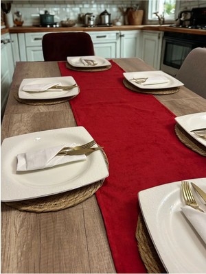 Cedi Kadife Dokulu Kırmızı Runner 40X150 Runner & Amerikan Servis