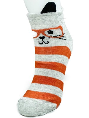 Toyigoo 3 Çift Kedi Temalı 3 Boyut Kulaklı Pamuklu Esnek Kadın Bilek Çorap TYG-84037RS