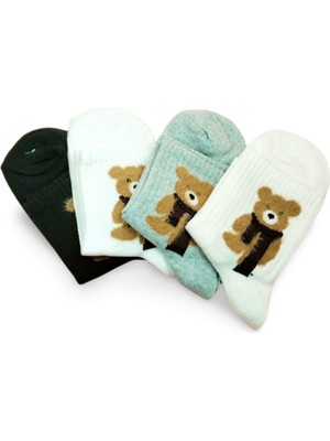 Toyigoo Peluş Ayıcık Işlemeli Kadın Soket Çorap 4 Çift TYG-84037RS