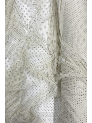 Toyigoo Yağmur Damlası Simli Abiye Elbise Şallık Tül Kumaş Ekru 12 TYG-84037RS