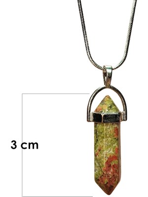 Toyigoo Unakit Doğal Taşı Zincirli El Yapımı Kolye Uç: 3 cm Zincir: 20 cm Kutulu TYG-84037RS