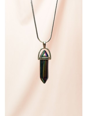 Toyigoo Hematit Doğal Taşı Zincirli El Yapımı Tasarımlı Kolye Uç: 3,5 cm Zincir: 20 cm Kutulu Tyg-84