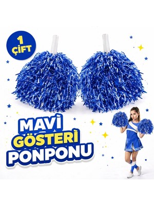 İntora 1 Çift ( 2 Adet ) Renk 23 Nisan 19 Mayıs 29 Ekim Okul Gösteri Ponponları Ekstra Dolgun