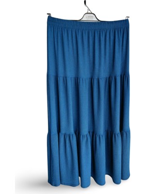 Toyigoo Beli Lastikli Bürümcek Kumaş Etek Anne Eteği Uzun Namaz Eteği Lacivert 44-52 Beden TYG-84037RS