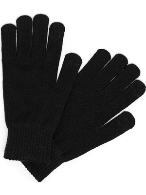 Toyigoo Çift Katlı Kalın Siyah Sıcak Tutan Yün Kışlık Kadın Erkek Eldiven Unisex 1 Çift TYG-84037R