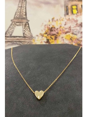 Toyigoo Altın Kaplama Minimal Kalp Tasarım Ince Zincirli Kolye 40 cm TYG-84037RS