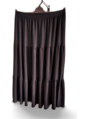 Toyigoo Beli Lastikli Bürümcek Kumaş Etek Anne Eteği Uzun Namaz Eteği Siyah 44-52 Beden TYG-84037RS