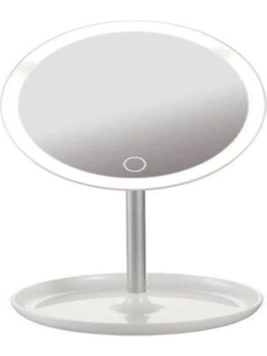 Twin Store Dokunmatik LED Işıklı USB Li Yuvarlak Masa Üstü Makyaj Aynası Makyaj Aynası Ledli