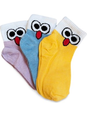 Toyigoo Kadın Pamuklu Kısa Bilek Çorap Yazlık  Gülen Yüz 3 Çift TYG-84037RS