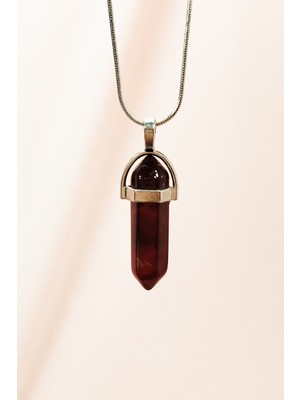 Toyigoo Granit Doğal Taşı Zincirli El Yapımı Tasarımlı Kolye Uç: 3,5 cm Zincir: 20 cm Kutulu TYG-840