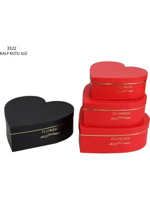 Toyigoo 3'lü Kalp Şekilli Dekoratif Hediye Kutusu ROYALEKS-SVR-3522 TYG-84037RS