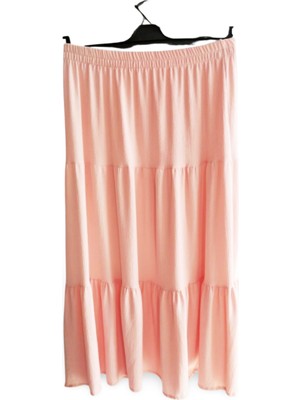 Toyigoo Beli Lastikli Bürümcek Kumaş Etek Anne Eteği Uzun Namaz Eteği Somon 44-52 Beden TYG-84037RS