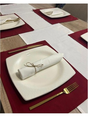 Cedi 6'lı Takım-- Organik Ham Keten Kumaş Beyaz Renk Peçete 30X30CM