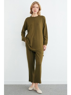 FullaModa Büyük Beden Fullamodest Çimalı Modal 2 Li Takım